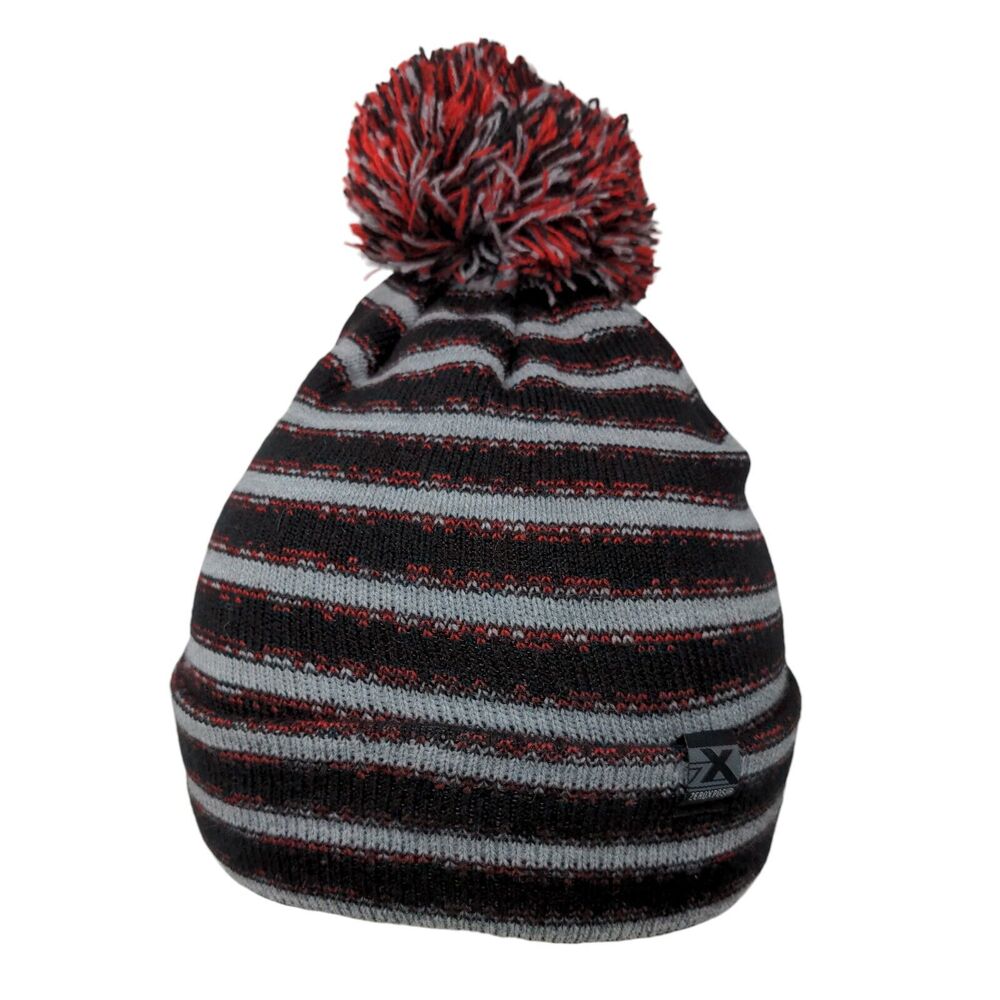 Zeroxposur Knit Pom Pom Beanie Hat Cap S/M Multicolor Striped